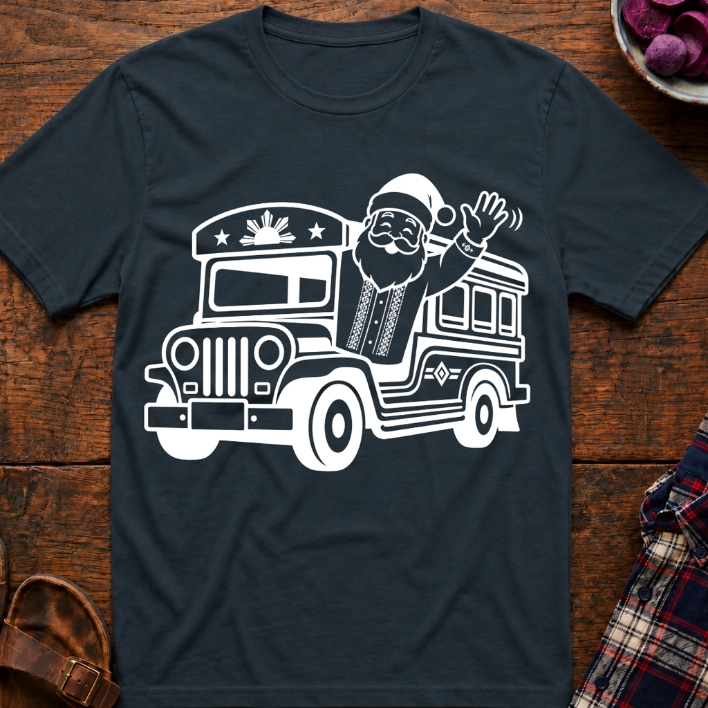 Santa Waving From Jeepney T-Shirt