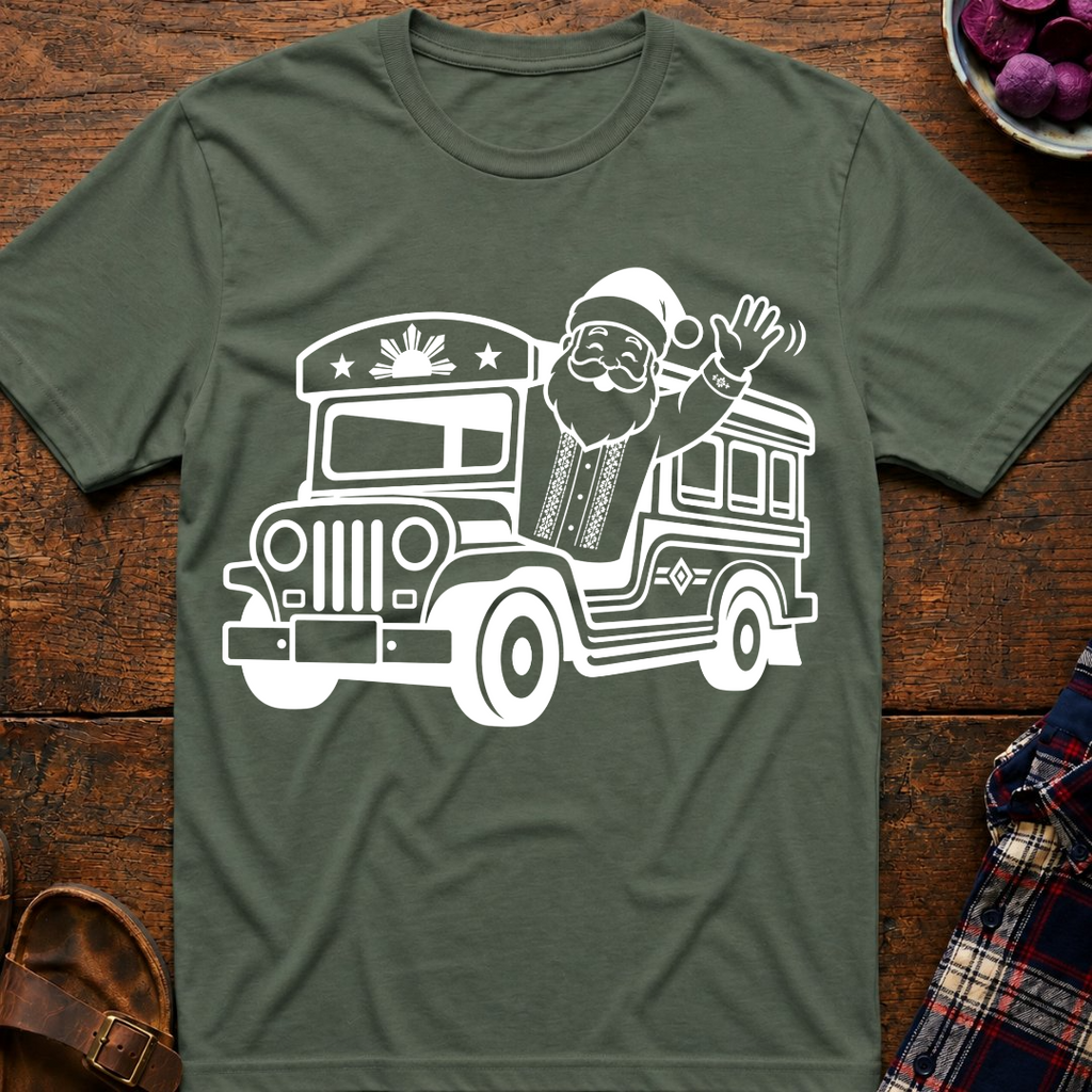 Santa Waving From Jeepney T-Shirt